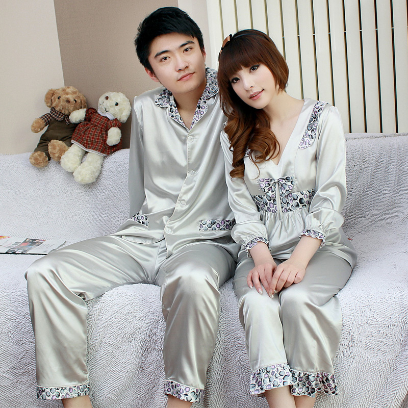 Free shipping!!! 2013 Pajama Quality faux silk lovers sleepwear underwear 2 piece set lounge