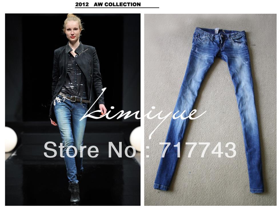 Free shipping 2013 Plus size Women jeans Fashion Female trousers Cotton Big size Blue Color Size:34~44