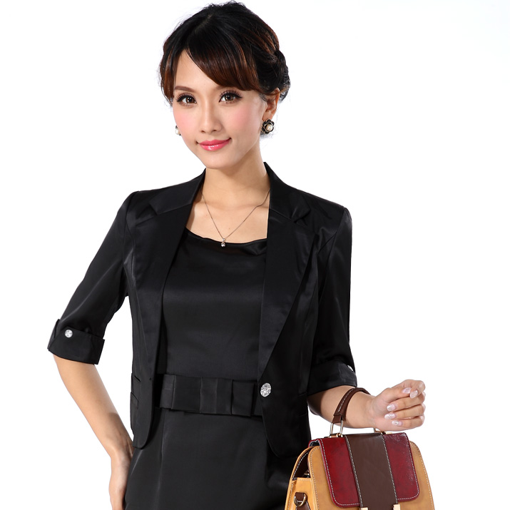 Free shipping 2013 professional skirt female ol elegant design o-neck short blazer coat sleeveless one-piece dress