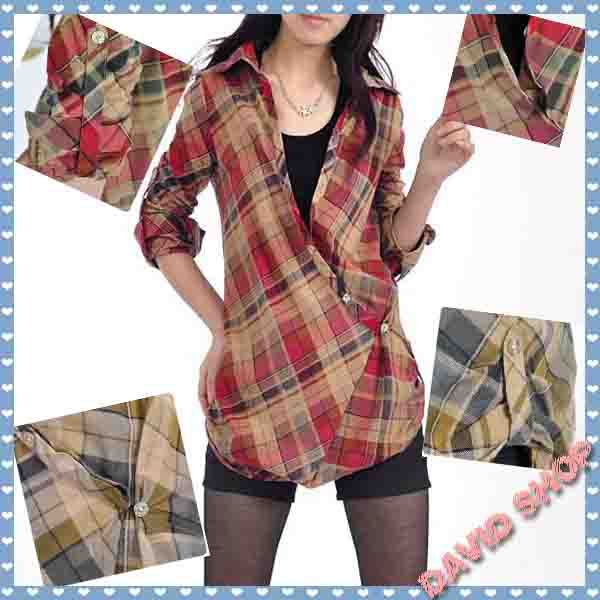 Free Shipping 2013 Retro Casual British Long-sleeved Plaid Cotton Material Cardigan Shirt