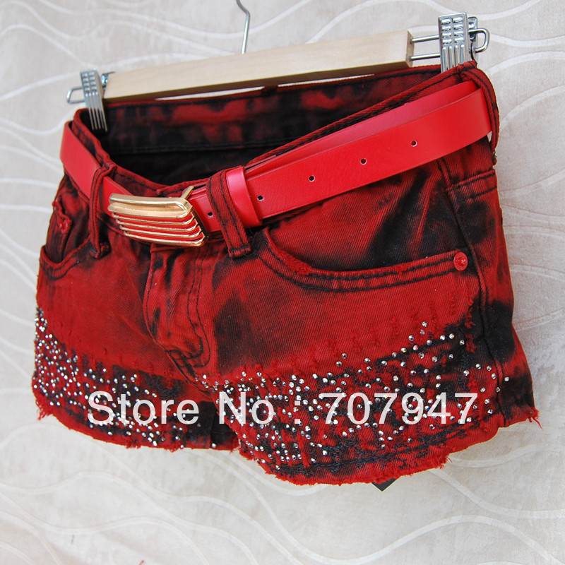 Free shipping 2013 Rhinestones jeans shorts plus size ultra-short jeans all-match hole denim shorts women Wholesale