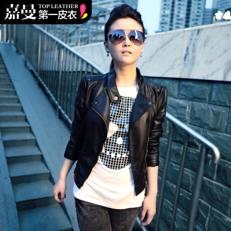 Free Shipping 2013   short design  PU small leather clothing female jacket wholesale and retail