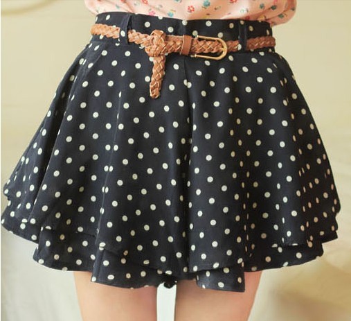 Free shipping 2013 shorts women plus size,polka dot chiffon shorts,culottes shorts female,belts for women