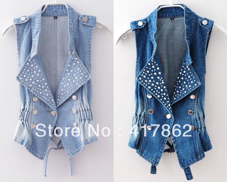 Free shipping 2013 sleeveless plus size denim vest female women's slim autumn vest outerwear