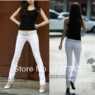 Free shipping 2013 Slim elastic women's jeans Skinny women jeans White Black Promotions