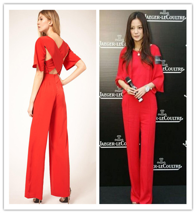 Free shipping !2013 Slim Women Fashion boot cut Romper long Jumpsuit 2colors Black/Red