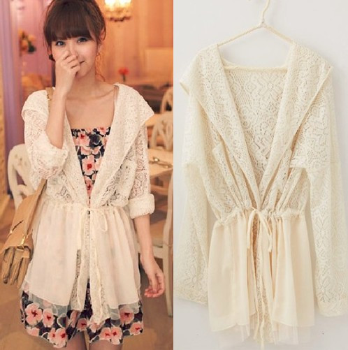 Free Shipping 2013 Spring 090150 strap with a hood lace chiffon gauze cape outerwear