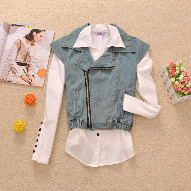 free shipping 2013 spring and autumn denim outerwear female short jacket design vintage retro finishing top outerwear