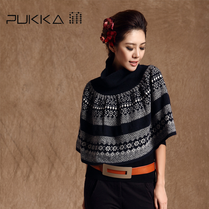 Free shipping  2013 spring and autumn new arrival sweater women's double collar sleeveless cloak cape wool knitted shawl