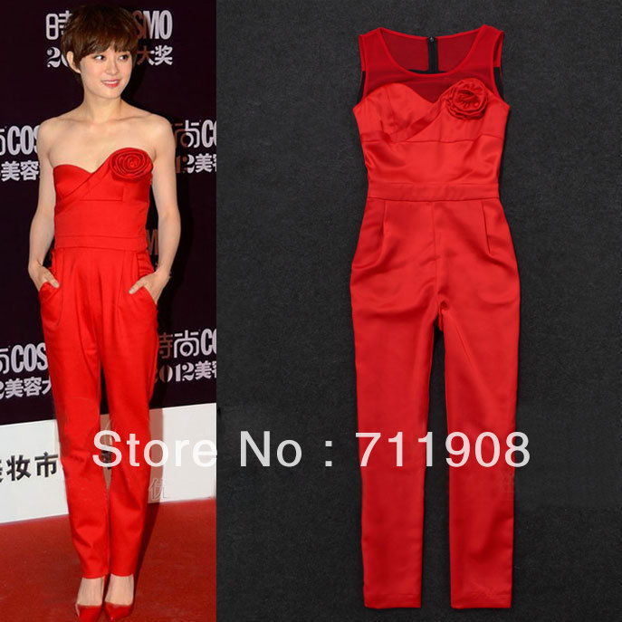 Free Shipping 2013 spring and autumn Newest Runway New Arrival Super star Style New Arrival World 2013 Summer Jumpsuit suit