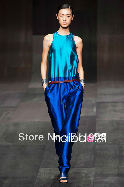 Free Shipping 2013 spring and autumn Newest Runway New Arrival Super star Style  World 2013 Summer silk OL business Jumpsuits