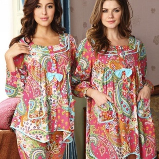 free shipping 2013 spring and autumn women's 100% cotton sleep set long cotton cloth nightgown one piece sleepwear home