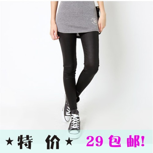 Free Shipping 2013 Spring   and  fashion dull leather basic legging pants tight