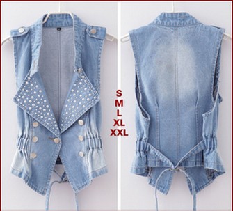 Free Shipping!2013 spring and summer and autumn Korean version of Slim sleeveless code denim vest little jacket