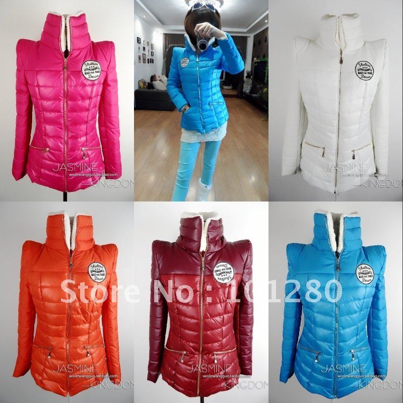 Free shipping 2013 spring autumn winter ladies parkas candy color stand collar slim cotton  jacket casual coat outerwear