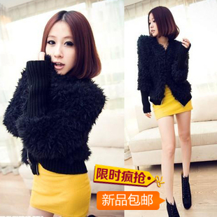 free shipping 2013 spring berber fleece wool women's outerwear all-match coat long-sleeve short