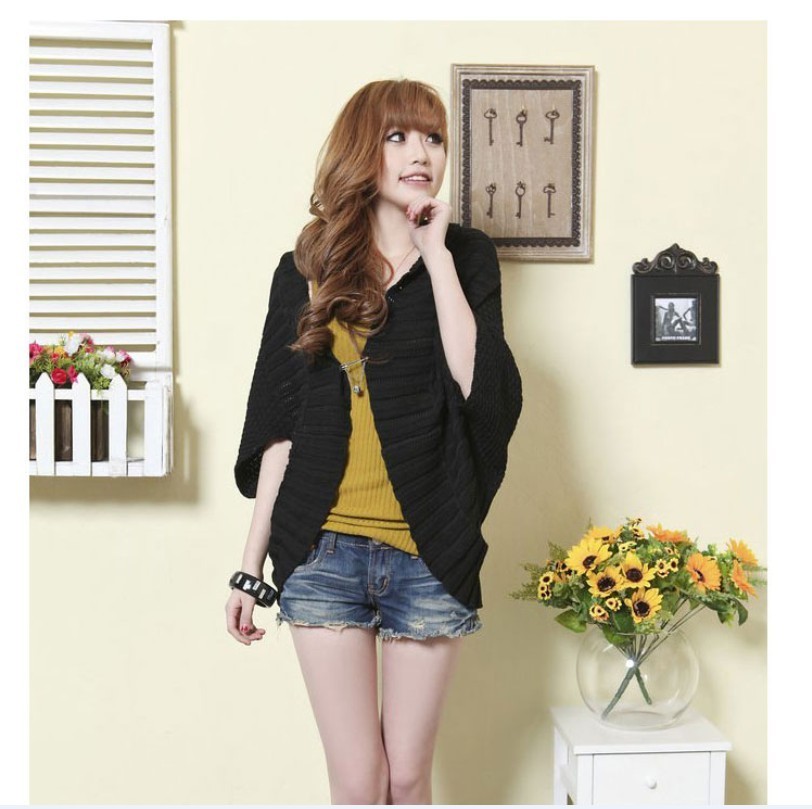 free shipping 2013 spring cardigan cloak medium-long shoulder width plus size batwing sweater shirt all-match outerwear