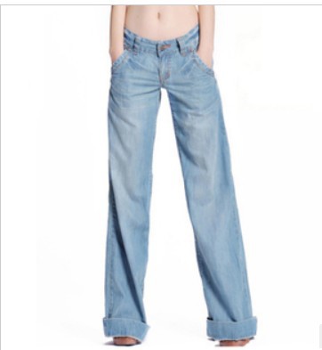 Free shipping 2013 spring  denim wide leg pants plus size clothing thin pants jeans female