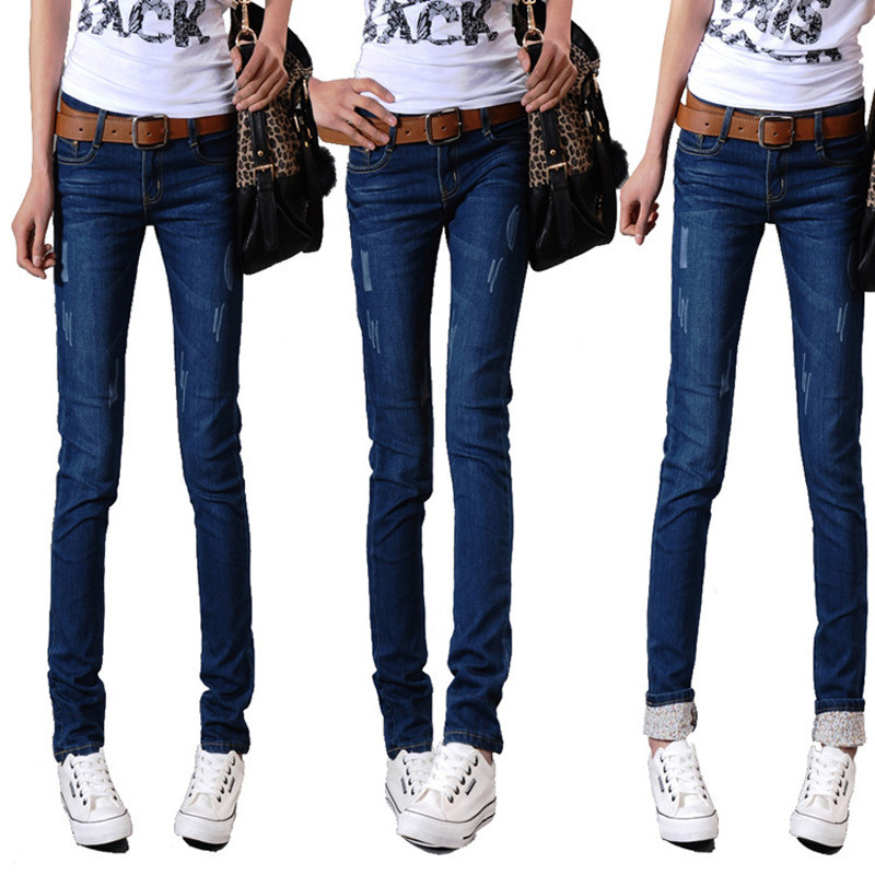 free shipping 2013 spring elastic jeans female long trousers skinny pants pencil pants boot cut jeans