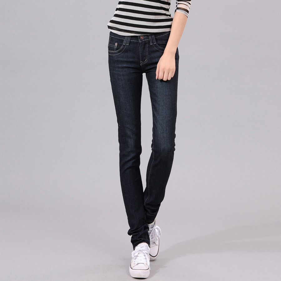 Free shipping 2013 spring elastic slim jeans female wearing white water wash skinny pants pencil pants women long trousers