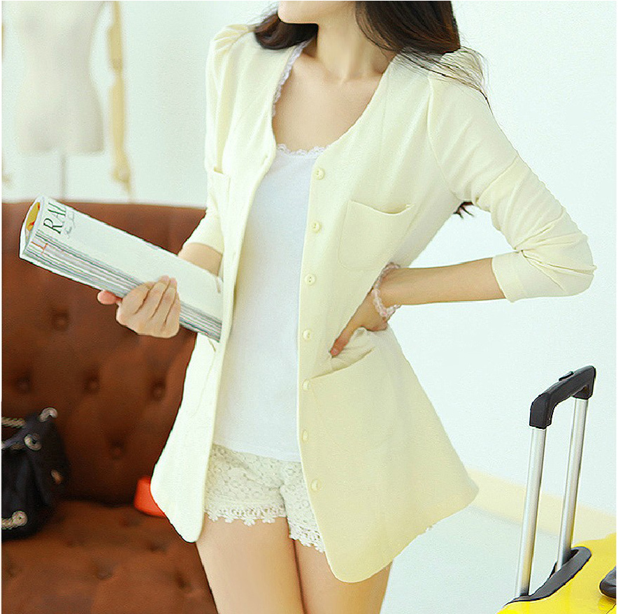 free shipping! 2013 spring elegant o-neck slim all-match medium-long gentlewomen fashion blazer ol outerwear