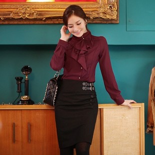 Free shipping 2013 spring elegant ol professional skirt female slim hip bust skirt long-sleeve shirt