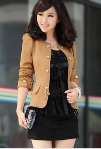 Free Shipping 2013 Spring Fashion Blazer Women's Outerwear Short Cultivate Cotton Coat