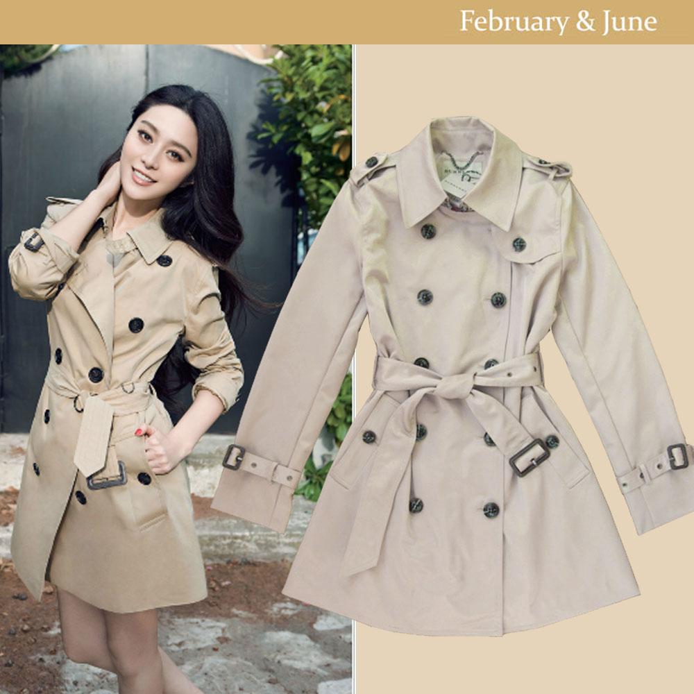 Free Shipping 2013 Spring  fashion double breasted medium-long b trench  and  outerwear