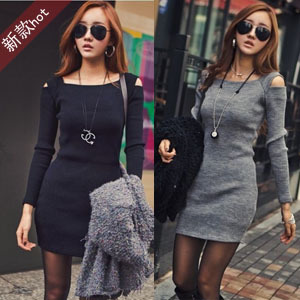 free shipping 2013 spring fashion sexy slim one-piece dress autumn and winter plus size long-sleeve slim hip basic skirt