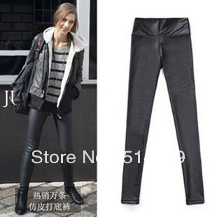 free shipping 2013 spring fashion women large elastic high waist matte faux leather legging tights  high quality~whole&retail