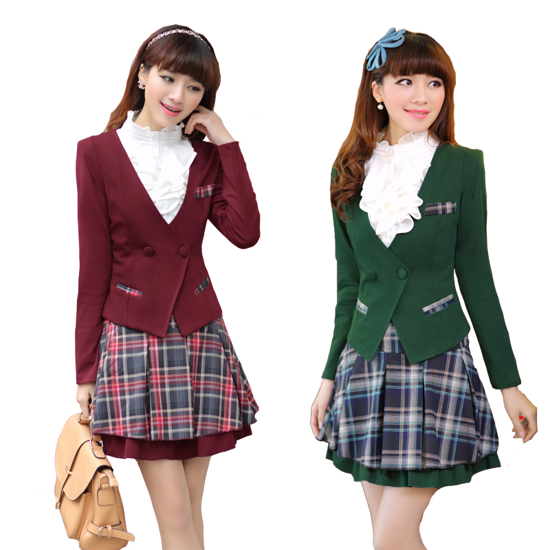 Free shipping 2013 spring fashion work wear women's set twinset skirt work wear overalls