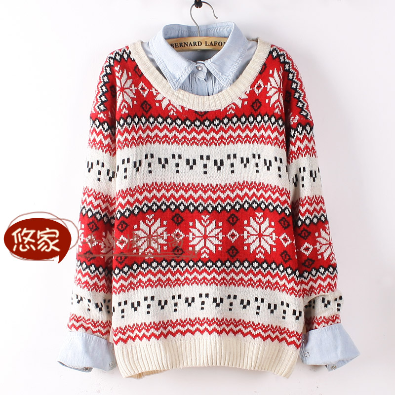 Free shipping 2013 spring knitted loose o-neck pullover sweater women's fashion brand sweaters