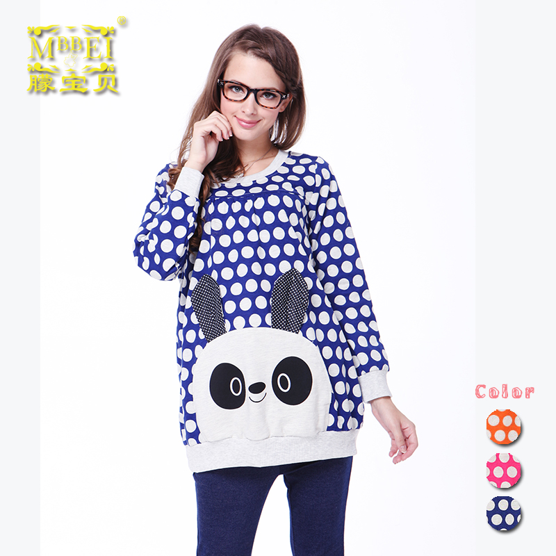 Free Shipping 2013 spring maternity clothing 100% cartoon cotton o-neck long-sleeve top 1485 180