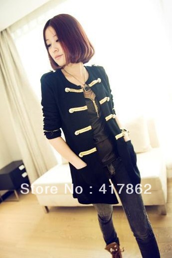 free shipping 2013 spring new arrival cardigan female gold buckle sweatercoat shirt