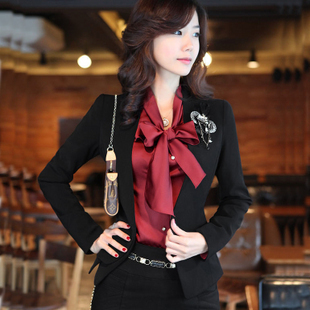 free shipping- 2013 spring new arrival slim all-match women's one button suit slim small jacket plus size blazer