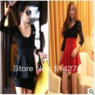 Free shipping!2013 spring new arrival women's nobility slim sexy - lace patchwork one-piece dress,fashion priness basic dress