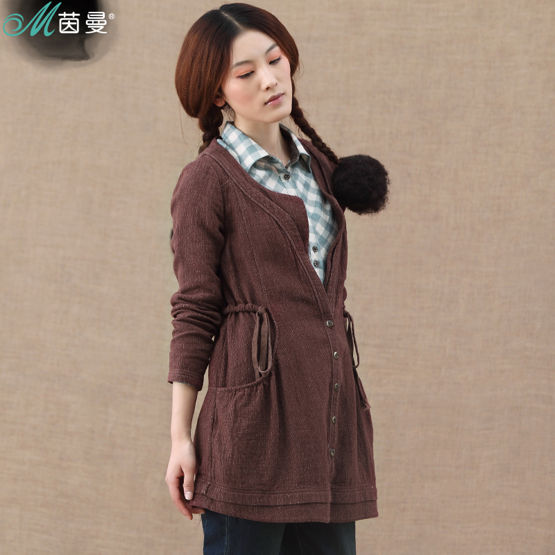 Free Shipping 2013 Spring NEW Women's 200 20 INMAN   linen drawstring waist slim waist trench outerwear female 8310410116