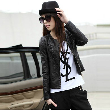 Free shipping 2013 Spring New Women's Coat  Korea Ladies PU leather Jacket Zipper Short Coat Outerwear