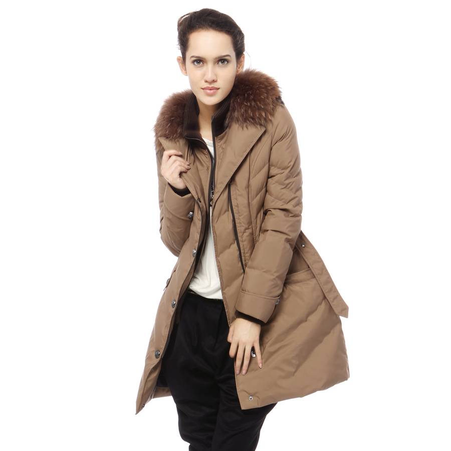 Free Shipping 2013 Spring NEW Women's Fashion   female luxury raccoon fur medium-long down coat female yn20910