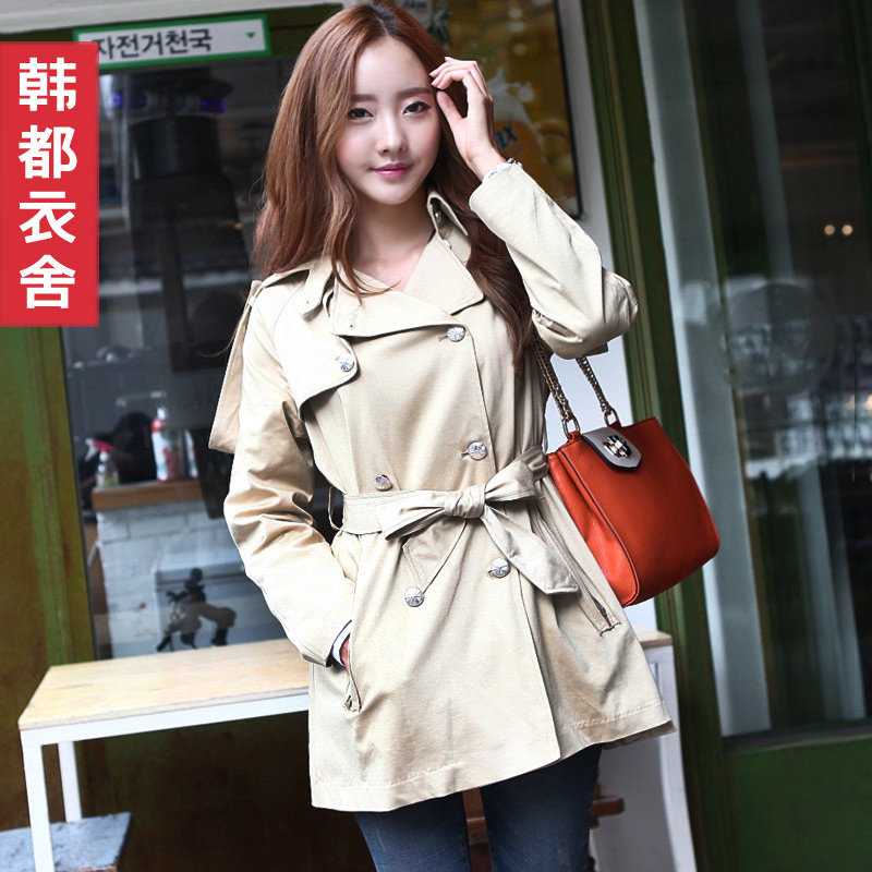 Free Shipping 2013 Spring NEW Women's W.ZXS   vintage solid color double breasted trench  and winter outerwear