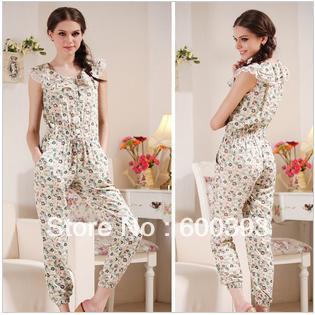 Free shipping 2013 Spring newest type cotton loose print jumpsuits rompers trousers pants