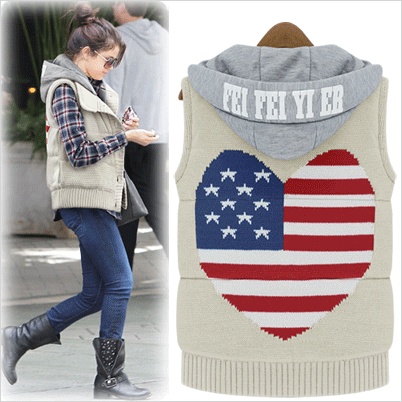 Free Shipping 2013 spring nibbuns removable cap knitted love knitted cotton vest LDX