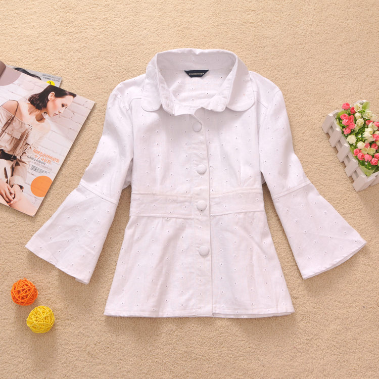 free shipping 2013 spring outerwear female spring and autumn casual sweet peter pan collar horn cutout top