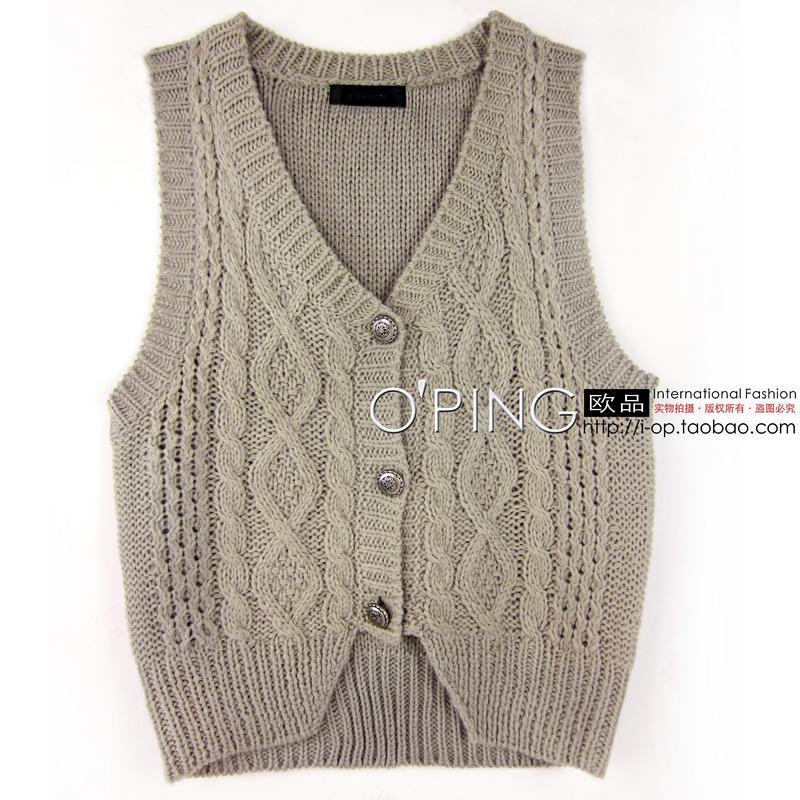 Free Shipping 2013 Spring  preppy style loose twisted knitting thick yarn sweater vest