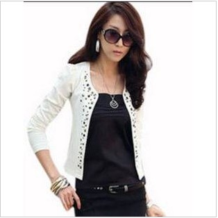 Free Shipping 2013 spring slim rivet casual blazer long-sleeve short jacket 504 LDX