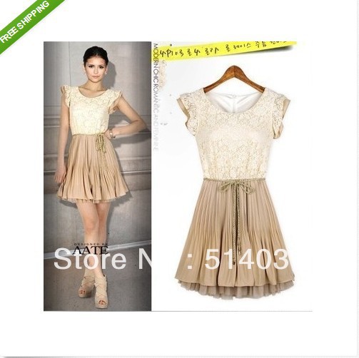 Free Shipping 2013 spring summer new womens Court style Retro Lace Sleeveless vest dress #888