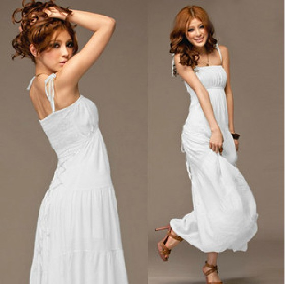 Free shipping 2013 spring Summer one-piece White bohemia full dress beach Sleeveless suspender Long skirt tube top dress