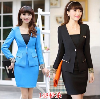 Free shipping 2013 spring sweet slim leopard print laciness piece set female suit skirt