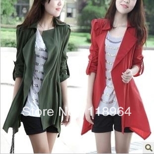 free shipping 2013 spring three quarter sleeve turn-down collar cardigan plus size trench