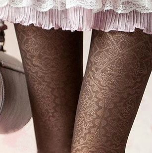 Free shipping 2013 spring TSUTSU High quality vintage elegant decorative pattern Thin 40D pantyhose stockings legging #YT40D